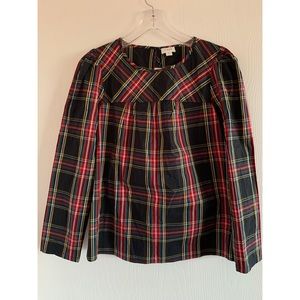J.Crew tartan puff sleeve blouse NWT